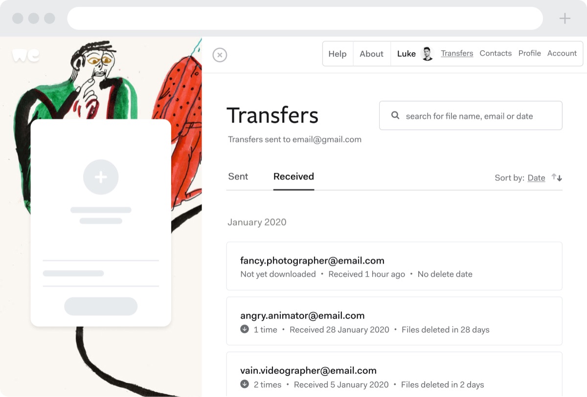 wetransfer sign up